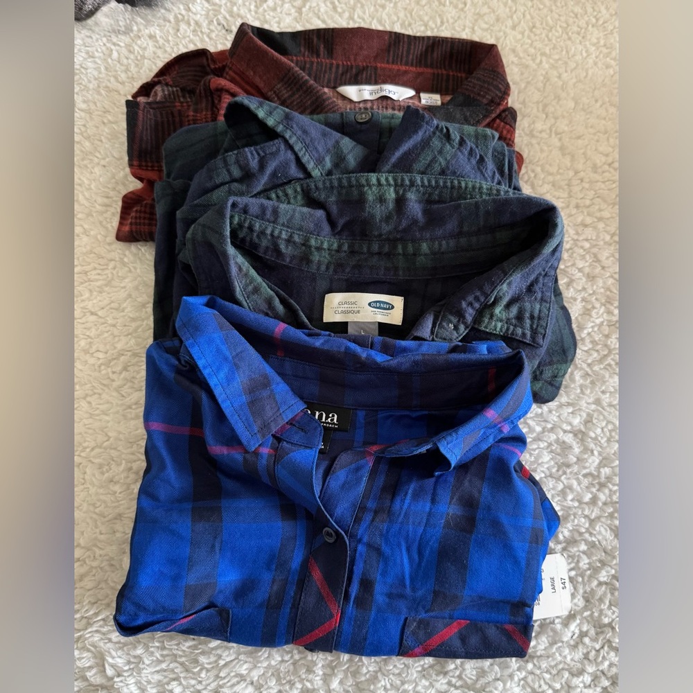 Plaid Bundle – Women’s Long Sleeve Plaid Shirts 3 Shirts Size Large & XL